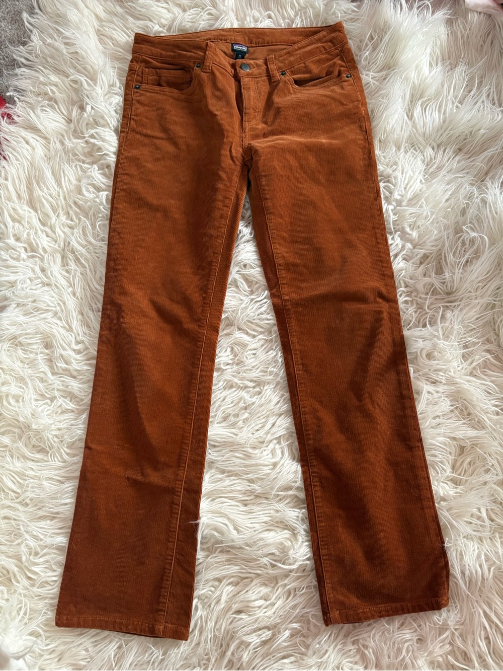Patagonia Fitted Corduroy Pants Rust Orange Organic Cotton Size 27